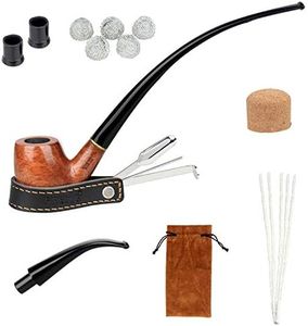 FIREDOG Tobacco Pipe Kit, 2-in-1 Churchwarden Tobacco Pipe with Pipe Cleaners, Pipe Scraper Holder, Pipe Bits, Metal Balls, Cork Knockers Accessories