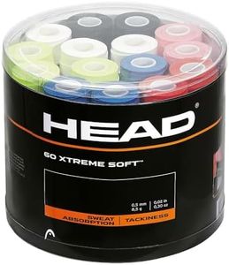 HEAD Unisex XtremesoftTM HEAD Extreme Soft Racquet Overgrip 60 Pack Assorted Jar of Tennis Racket Grip Tape, Multi-Coloured - Multicoloured, One Size US