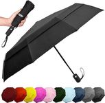 EEZ-Y 42 Inches Windproof Travel Umbrella - Compact, Double Vented Folding Umbrella w/Automatic Open & Close Button - Portable, Lightweight Outdoor & Golf Rain Umbrellas w/UV Protection