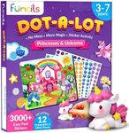 Funcils Dot Art Activity - Unicorn & Princess Sticker Art Kit, Toddler Arts & Crafts for Kids, Stocking Stuffers, Christmas Gifts for Boys & Girls Ages 3, 4, 5, 6, 7 Year Old - Travel Activities Toys