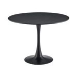 Aykah Modern Dining Table Featuring Kitchen Table Used as Dinner Table for 2/4 - Manufactured Wood Round Table - Small Saves Space with Metal Pedestal Base (Black, 31.5)