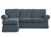 MASTERS OF COVERS Ektorp Loveseat (2 Seat) with Chaise Lounge Cover Replacement Customized for IKEA Ektorp Sectional 3 Seat Sofa Slipcover Replacement (Titanium Grey)