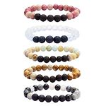 YISSION Beaded Bracelets Essential Oil Bracelets Semi Precious Gemstone Bracelet Healing Crystal Bracelets for Man Women Girls Stretch Anxiety Bracelets Set, regular size, Stone