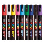 Posca PC-5M Medium Tip, 9 Standard Acrylic Paint Marker Pens, Standard Colours, For All Surfaces (Pack of 9 Pens)