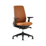 Haworth Soji Leather Office Chair with Ergonomic Adjustments, No Lumbar Support, Adjustable Desk Computer Chair with Smooth Full-Grain Leather for Home Office Furniture, Saddle