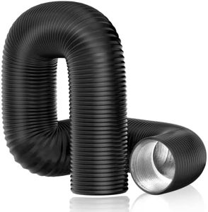 Hon&Guan 150mm Flexible Ducting, Air Duct 2.5m Long, Black HVAC Ventilation Dryer Vent Hose for Grow Tents, Kitchen (6", 8 FT)