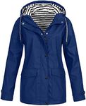 AAZJSS Womens Raincoats Lightweight Windbreaker Plus Size Waterproof Jacket with Hood Blue Small