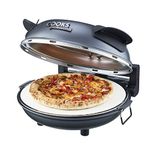 Cooks Professional Electric Pizza Oven | Pizza Oven with Stone Base & Glass Window | Table Countertop with 2 x Pizza Paddles | Portable Table Top Pizza Bread Maker | Grey