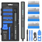 Serplex® Mini Electric Screwdriver Precision Mini Electric Screwdriver with 40 Bits & Tools Cordless Screwdriver with LED, 4 Adjustable Torques, USB Power Screwdriver Electric Screwdriver