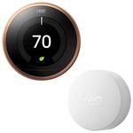 Google Nest Learning Thermostat (3rd Generation, Copper) w/Nest Temperature Sensor Bundle