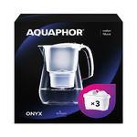 AQUAPHOR Water filter jug Onyx White incl. 3 MAXFOR+ filters I Table top 4.2l Capacity I Reduces Limescale Chlorine & Microplastics I Perfect for the family