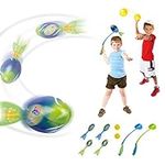 Foam missile football launcher set of 8 flying toys - includes 2 launchers, 3 soft rocket missile balls & 3 soft balls - ball launcher also great for dog ball launcher - Great for outdoors and indoors