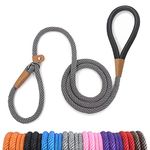 lynxking Dog Leash Slip Rope Lead Leash Strong Heavy Duty Braided Rope No Pull Training Lead Leashes for Medium Large and Small Dogs Grey