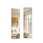 CILIBER Over The Door Mirror Full Length, 14"x48" Gold Hanging Mirror, Rectangle Long Mirror Over Door for Bedroom, Cloakroom and Living Room