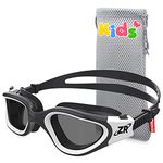 ZIONOR Kids Swim Goggles, G1MINI Polarized Swimming Goggles Comfort for Age 6-14, UV Protection Anti-Fog Adjustable Strap Fit for Child Boys Girls (White Smoke)