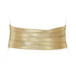 LEACOOLKEY Women Wide Leather Belt for Dress Wide Elastic Stretchy Belt for Women Obi Belt Wide Cinch Belt Thick Belt (Gold,Suit for Waist Size 30"-34")