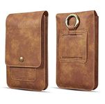 WHITBULL Leather Holster Mobile Phone, Card & Mony Wallet Vertical Waist Pack/Belt Bag Case for Sony Xperia 1 IV/Sony Xperia Pro-I - Brown