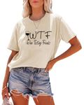 YourTees Women WTF Wine Tasting Friends Tshirt, Sand, Small