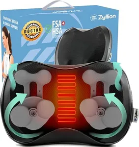 Zyllion Shiatsu Back and Neck Massager with Heat and 8 Rotating Nodes - 3D Kneading Deep Tissue Electric Massage Pillow for Chair, Car, Muscle Pain Relief - Black (ZMA-25)