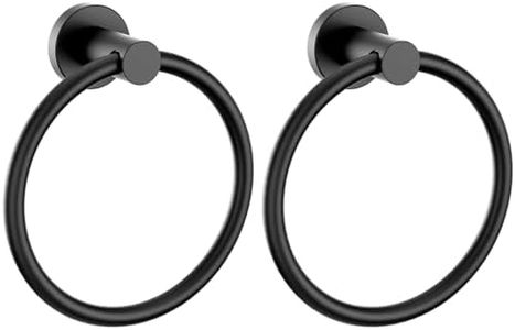 FORIOUS Towel Ring, SUS304 Stainless Steel Modern Hand Towel Holder Rack Hanger Round for Bathroom Wall Mounted, Ideal for Bath, Kitchen, RV (2 Pack, Matte Black)