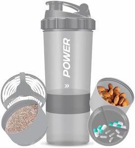 ACUNA Bottiglia shaker per proteine da 600 ml, 3 strati Twist Off Cup per riporre pillole e integratori, sfera di miscelazione in acciaio per agitare senza grumi, facile da pulire, bottiglia shaker