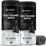 Electronic Streak-Free Cleaner [2 Pack x40] - Computer, TV, Laptop, iPhone, iPad and More - Microfiber Cloth + 80 Wipes