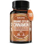 New! Kasha Nutrition Organic Ceylon Cinnamon 2250 mg per day (750 mg per Capsule) with Bioperine | Industry Strongest | Antioxidant & Loss of Appetite | Sri Lanka Organic Ceylon Cinnamon Powder Capsules | Cinnamon Supplement with Bioperine for Absorption | Vegetarian, Non-GMO | 120ct