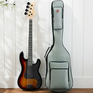 Best Choice Products Full Size Beginner 4-String Electric Bass Guitar, Wooden PB-Style Bass Starter Set w/Padded Carrying Case - Sunburst/Black