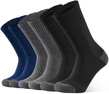 CLOSEMATE Mens Athletic Cushioned Crew Socks 6 Pairs Cotton Breathable for Work Training Sports(2Black2Grey2NavyBlue, Size M)