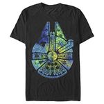 STAR WARS Men's Psychedelic Millenium Falcon T-Shirt, Black, X-Large