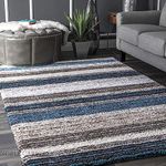 Carpets for Living Room Handwoven 3D Curved Pattern Shaggy Super Soft Fluffy and Anti Skid Rugs, Size 3X5 Feet Rectangular Colour,Teal Blue