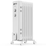 VonHaus Oil Filled Radiator 7 Fin – Oil Heater Portable Electric Free Standing 1500W for Home, Office, Any Room – Adjustable Thermostat, 3 Heat Settings, 4x Wheels, 1.5m Power Cable – 2 Year Warranty
