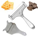 2 Pcs Stainless Steel Truffle Slicer Set, 1 Professional Truffle Cutter with 1 Cheese Slicer, Sharp Truffle Shaver for Chocolate Vegetables Garlic Food Preparation