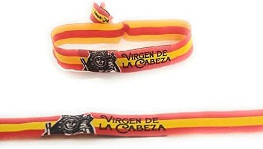 Set 3 Pulsera Tela Bordada Virgen de la Cabeza con Bandera de España