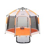 Swished Pop-up Tent | Beach, Park & Backyard Pop-up Tent - Perfect For Beach or Outdoor Adventures With Toddlers | Zippered Door For Privacy | Easy To Pop-up And Relax (Horizon (Orange) with Blinds)