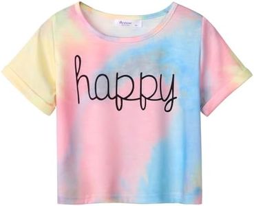 Arshiner Girls Short Sleeve T-Shirt Summer Crop Top Tie-Dye Casual Crewneck Shirt Tee