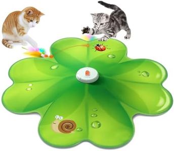FEELNEEDY Interactive Cat Toy, Movable LED Red Dot, Hide and Seek Cat Toys, Moving Concealed Feathers, Rechargeable Exercise Toys for Indoor Cats, Bored Adult Cats Wand Toy