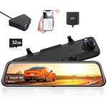 WOLFBOX 12'' WiFi Mirror Dash Cam,2.5K Rear View Mirror Camera with 1080P Rear Camera Mirror Dash Cam Front and Rear,Dual Dash Camera, Parking Monitor