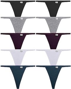 FINETOO Pack de 10 Tangas Tangas de algodón para Mujer, Ropa Interior de algodón y Cintura Baja, elásticas, Tanga en T, Tanga Sexy para Mujer, S-XL, B-10er, M