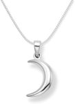 Sterling Silver Moon Necklace on 16" silver chain. Silver Moon pendant - size: 15mm x 4mm. Gift Boxed - 8140/chain/16