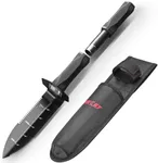 PANCKY Metal Detector Shovel with Extended Handle & Carrying Sheath, Heavy Duty Double Serrated Edge Metal Detecting Digging Tool, Digger Trowel for Metal Detecting, Gardening, Camping, Black