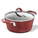 Nutrichef Durable Non-Stick Dutch Oven Pot - High-Qualified Kitchen Cookware with See-Through Tempered Glass Lids, 3.6 Quarts, Works with Model: NCCW11RDL, One Size, Red - NutriChef PRTNCCW11RDLDOP