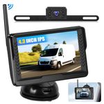 CAMECHO Wireless Reversing Camera Kit 4.3" IPS Reverse Camera Monitor AHD IP69 Waterproof Night Vision License Plate Rear View Camera for Cars RVs Pickups Vans Trucks Trailers Motorhomes Campers