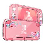 DLseego Peach Blossom Pink Flower Floral Clear Switch Lite Protective Case 2-Piece Split Full Wrap PC Hard Shell Anti-Scratch All-Round Protection Cover for Switch 2019 Version