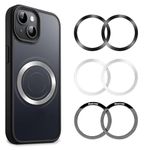 NeotrixQI Ring for Phone Case, 6 Pack Ring Metal for Mag Safe Sticker, Support Wireless Charging, Universal Magnetic Conversion Kit for iPhone 16 Pro Max/15/14/13, Galaxy S24 Ultra/S23