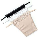 YWTAENOH 3Pcs Lady Lace Clip-on Mock Camisole Bra Insert Overlay Modesty Panel Vest Camisoles, Black White Beige, One Size