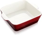 LOVECASA Casserole Dish, 2020ml Large Baking Dish, Square Stoneware Oven To Table Lasagne/Pie/Casserole/Tapas/Baking Dish for Home Kitchens, Red (26.5x22.4x7.5cm)