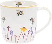 Tea Coffee Mug Pretty White Floral Water Colour Busy Bees Design by Jennifer Rose Gallery Boxed