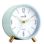 4 inches Super Silent Alarm Clock,FLOITTUY Cream Green Beep Wake Round Alarm Clock with Night Light,Battery Operated,Easy Set Entry Lux Stylefor Desk, Bedroom and Home Decoration