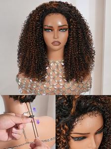 WIGCHIC 24" Kinky Curly Half Wig Human Hair Drawstring | FB/30 Balayage Highlight | Seamless 4C Hairline | Glueless Flip Over | Statement Length | Stage to Street | No Gel Needed